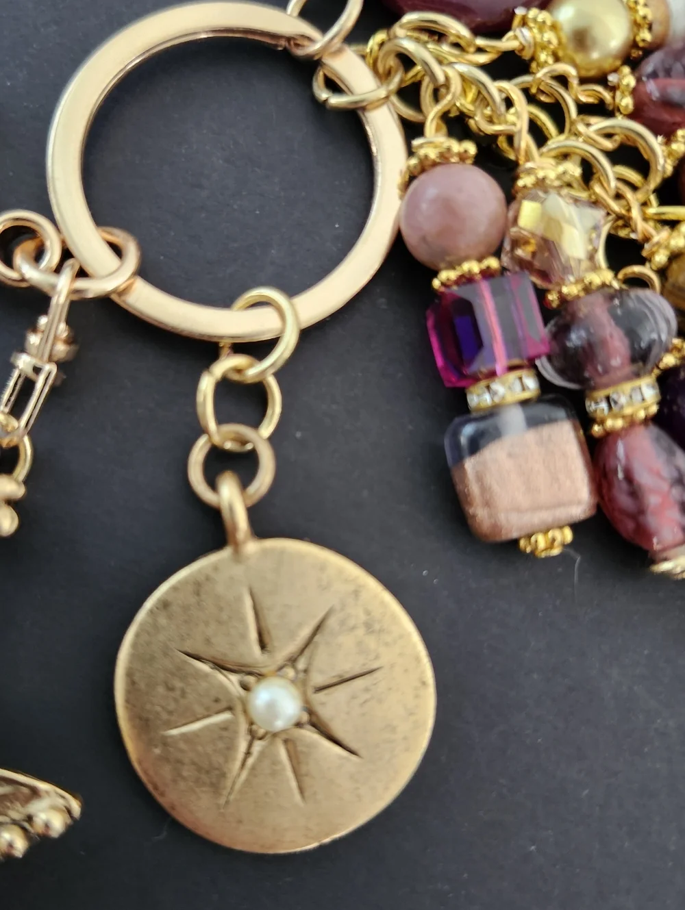 Upcycled Purse Charm or Keychain Dragon Agate Paper Glass Handcrafted